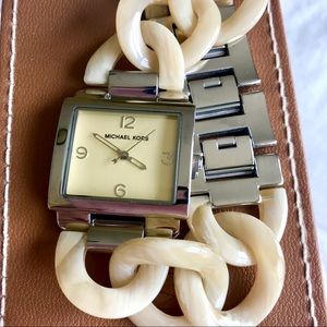 Michael Kors Faux Horn & Stainless Steel Watch